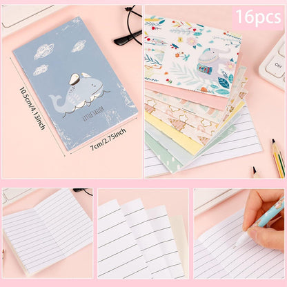 16 Mini Notizbücher – Tier Design, Reisen & Schule