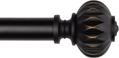 Ausziehbare Gardinenstange Schwarz Metall 182-365cm 25.4mm Durchmesser