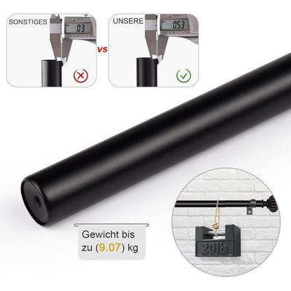 Ausziehbare Gardinenstange 91-182 cm Schwarz Metall