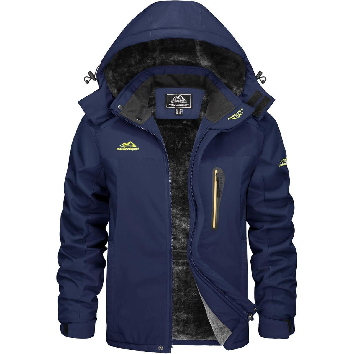 Herren Winterjacke Wasserdicht Warm Gefüttert Dunkelblau