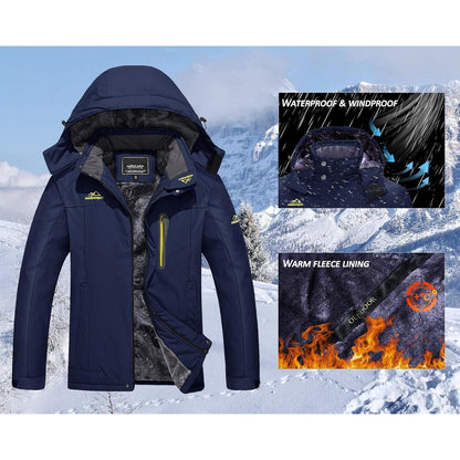 Herren Winterjacke Wasserdicht Warm Gefüttert Dunkelblau