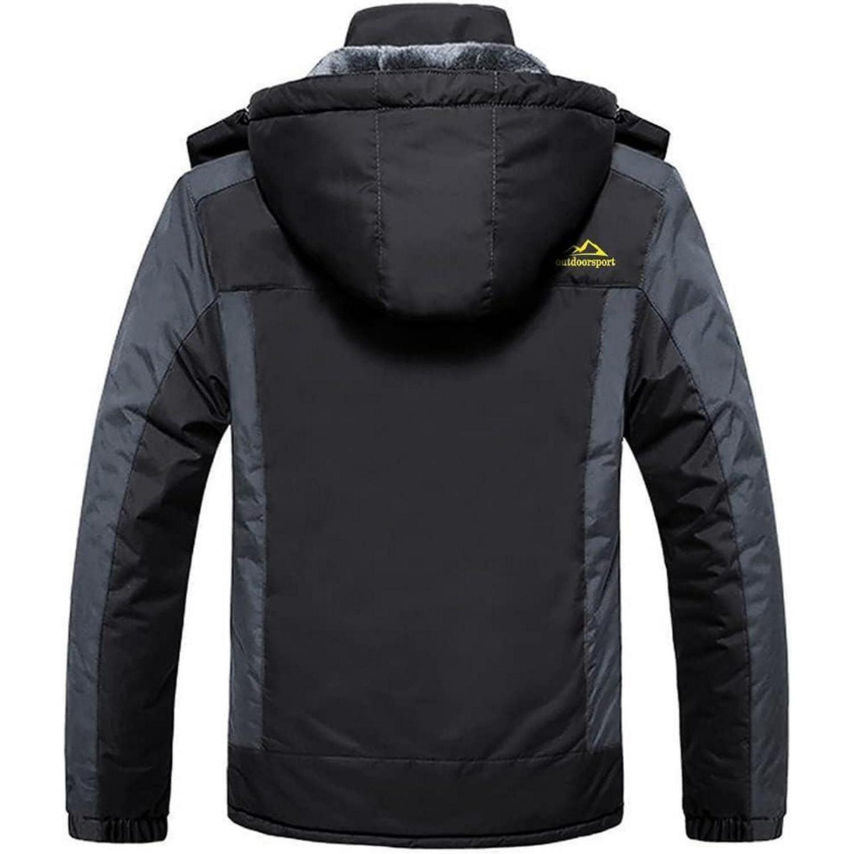 Herren Winterjacke Wasserdicht Warm Gefüttert Skijacke Schwarz-Grau