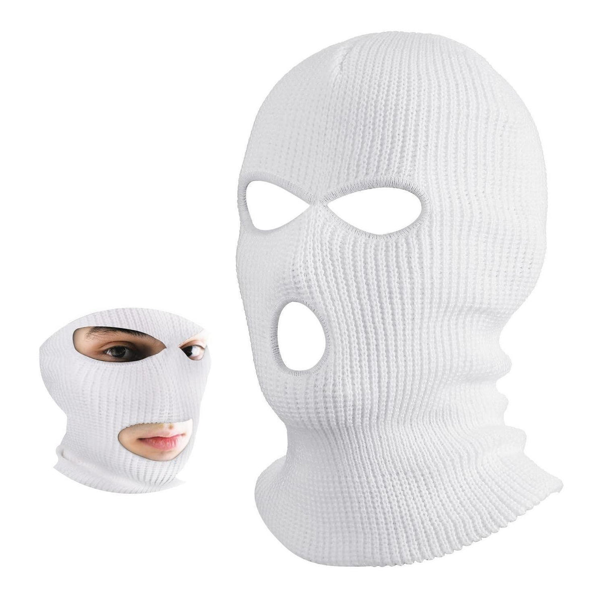 Gestrickte Sturmhaube mit 3 Löchern – Wintergesichtsmaske