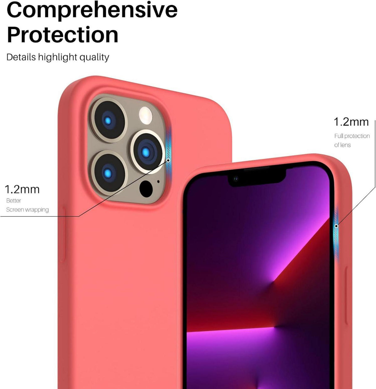 ORNARTO iPhone 13 Pro 6.1 Silikon Case Pink Pomelo Schutzhülle