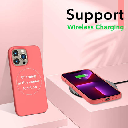ORNARTO iPhone 13 Pro 6,1 Silikon Case Schutz Hülle Flüssig Silikon Pink