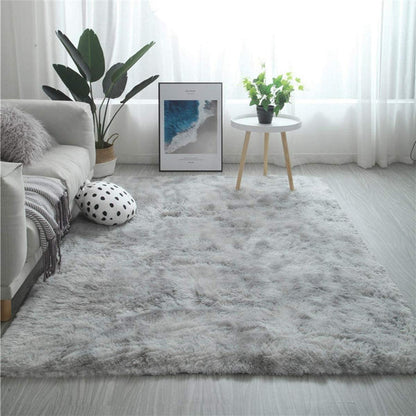 Flauschiger Rundteppich Grau Weiß 200x250cm – Weich & Rutschfest