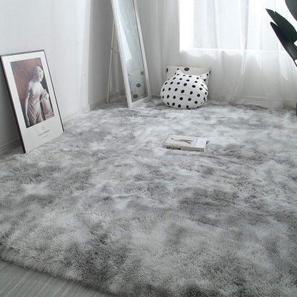 Flauschiger Hochflor Teppich Grau Weiß 200x300cm Rutschfest Waschbar