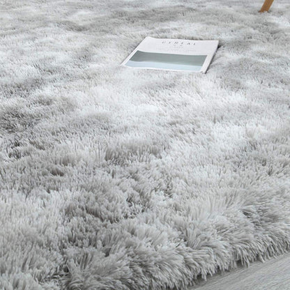 Flauschiger Hochflor Teppich Grau Weiß 200x300cm Rutschfest Waschbar