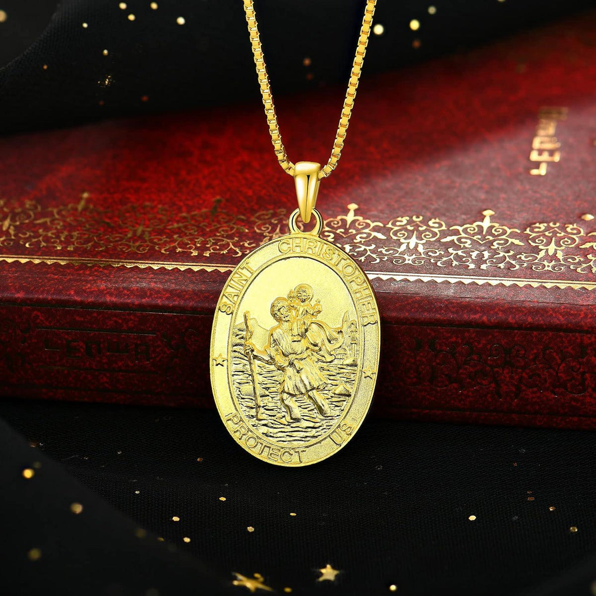 Heiliger Christophorus Kette 925 Silber Antiqued Talisman