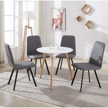 Runder Küchentisch Weiß – MDF mit Buchenbeinen (80x80cm)