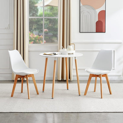 Runder Küchentisch Weiß – MDF mit Buchenbeinen (80x80cm)
