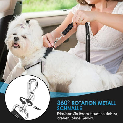 SlowTon Hundegurt Auto 2-in-1 Kopfstützen-Rückhalte Schwarz