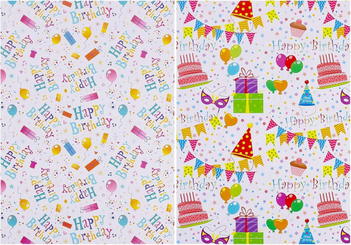 6er Pack Geburtstags Geschenkpapier Set Tiere Bunt 70x50 cm Kinderparty