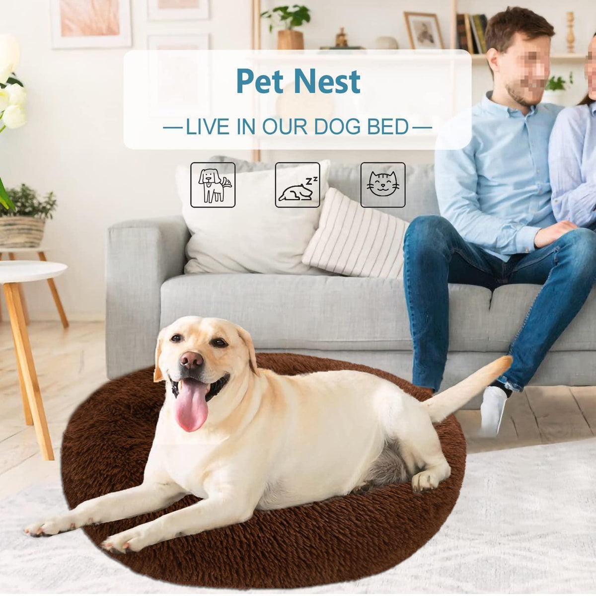 Flauschiges Haustierbett – Gemütliches Hundekissen 3XL Braun