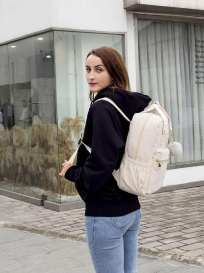 Makukke Cord Rucksack Damen Herren Anti-Theft Daypack Schwarz