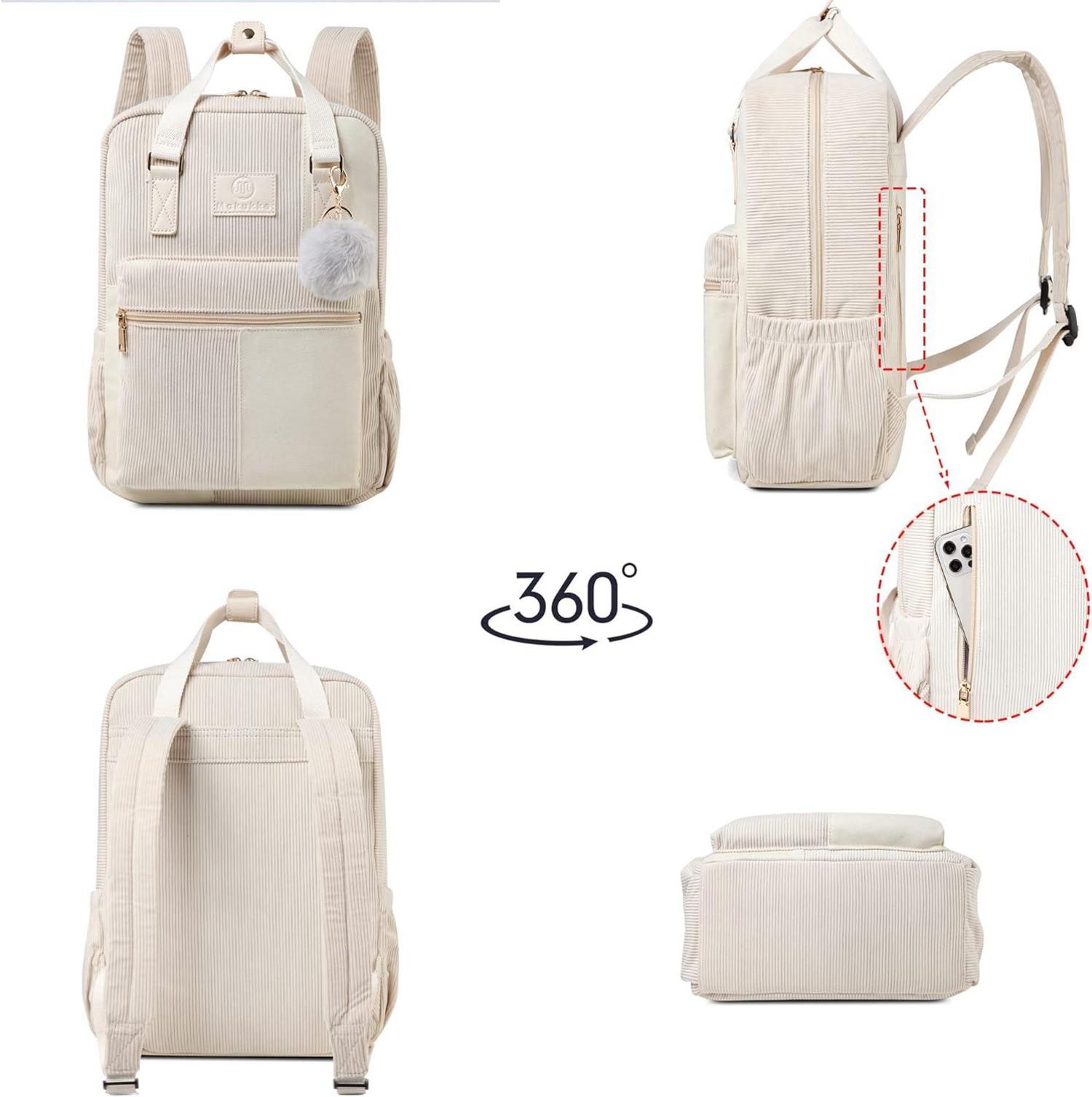 Makukke Cord Rucksack Damen Herren Daypack Tasche Citytasche Grau