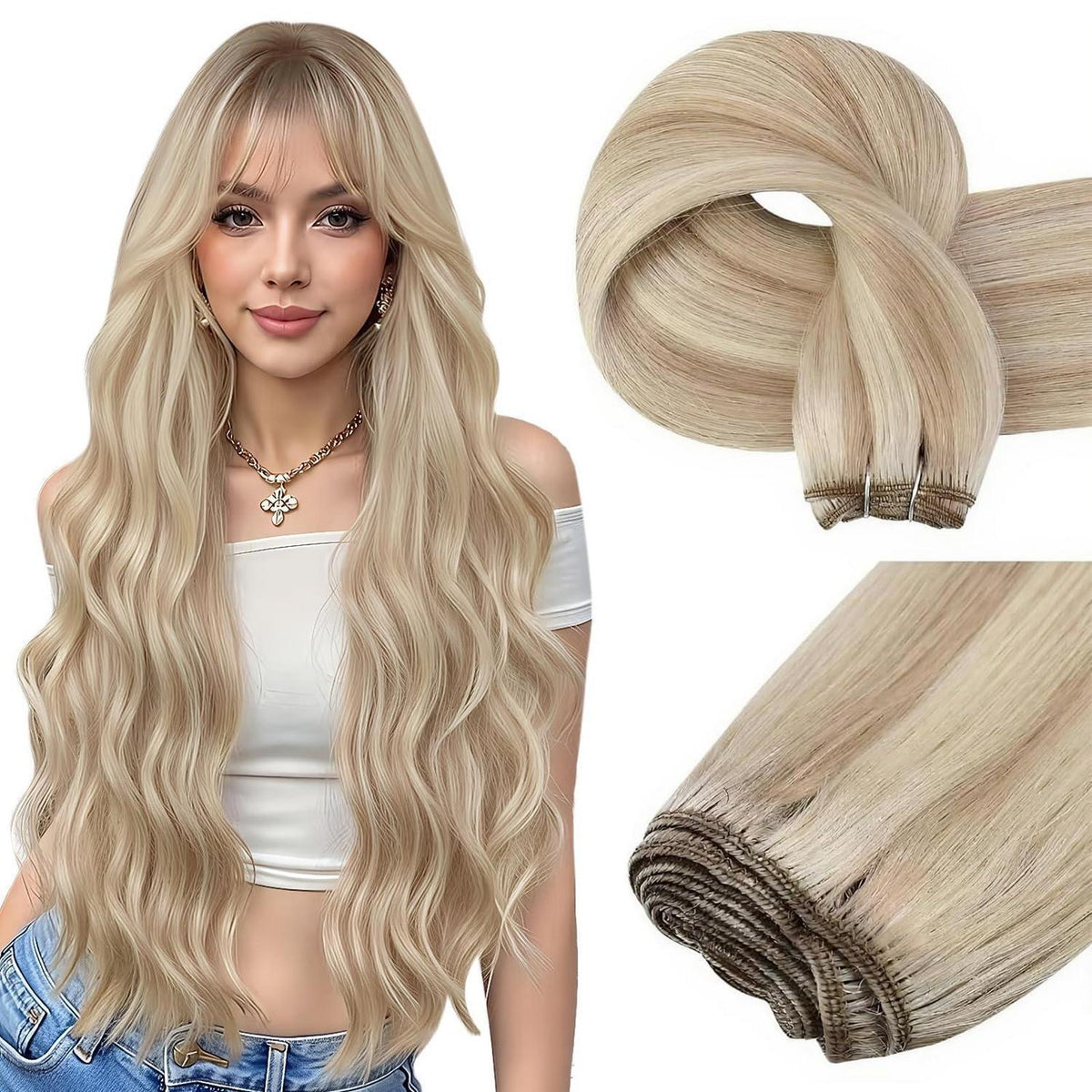 Remy Haartressen Blond 50cm – Echthaar Extensions Aschblond