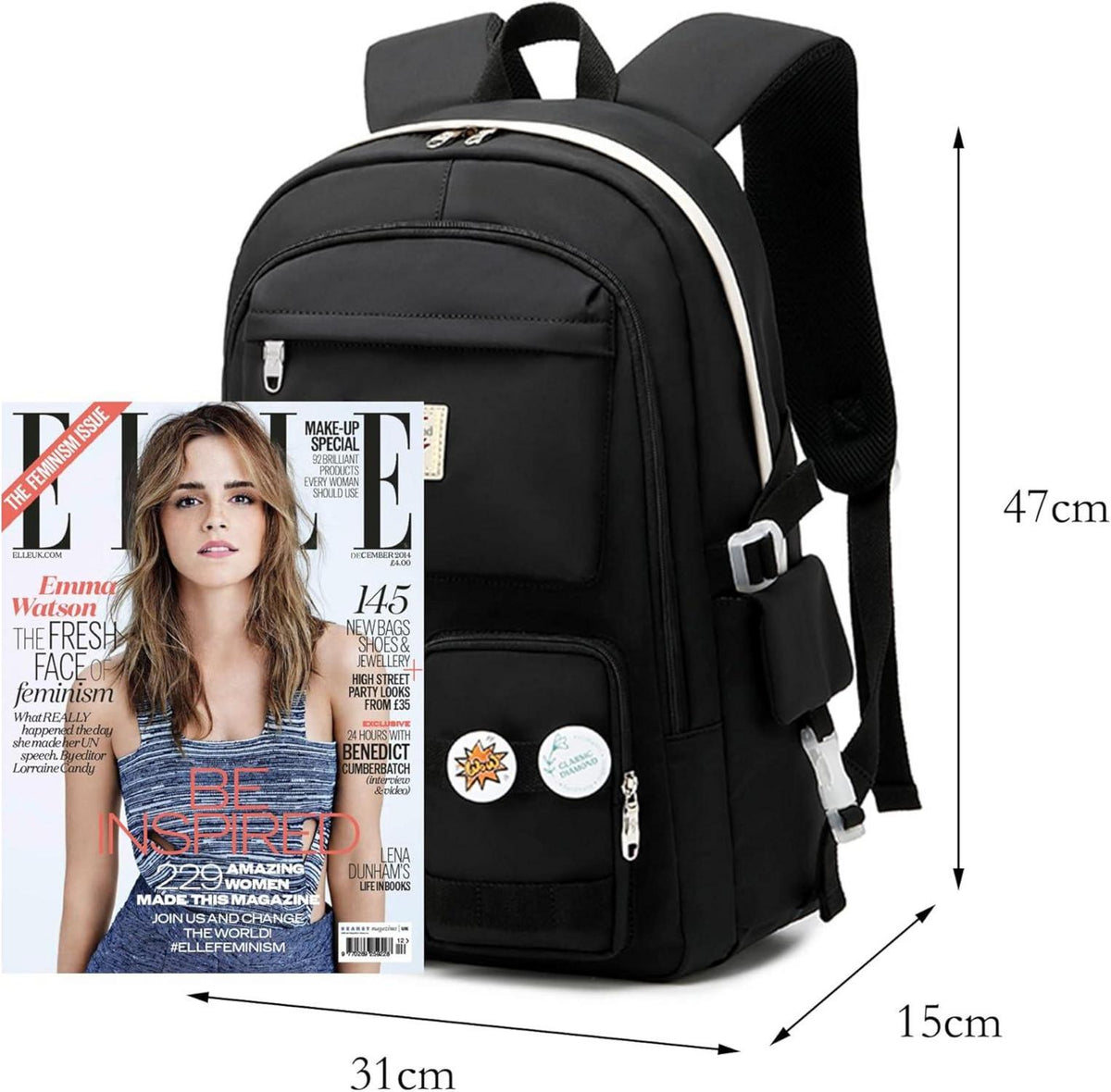 Schulrucksack Damen Mädchen Teenager Cute Anime Bookbag Anti-Theft 2-schwarz
