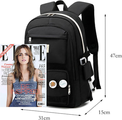 Schulrucksack Damen Mädchen Teenager Cute Anime Bookbag Anti-Theft 2-schwarz