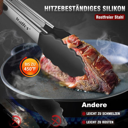 Walfos Küchenzange Grillzange 2er-Set Edelstahl