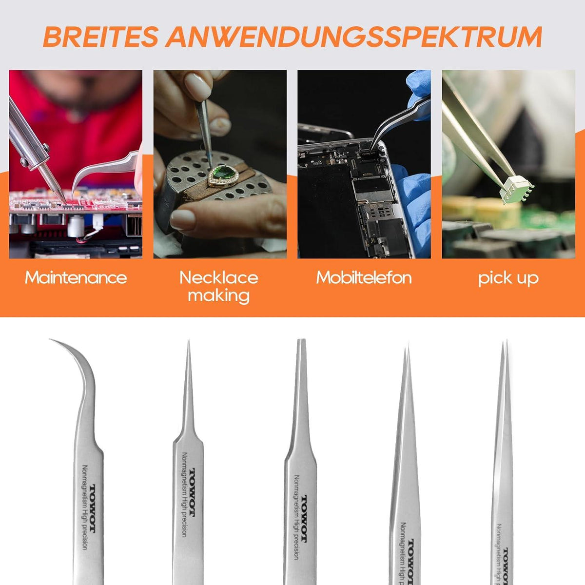 Präzisionspinzette aus Edelstahl für Handwerk Elektronik Löten