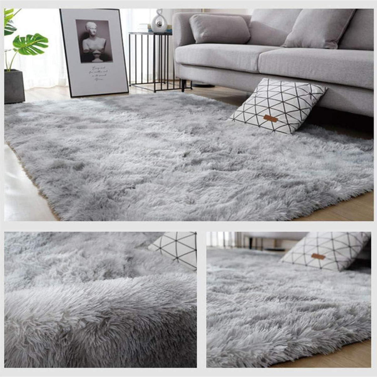 Shaggy Teppich Grau/Weiß 200x250cm - Weich & Rutschfest