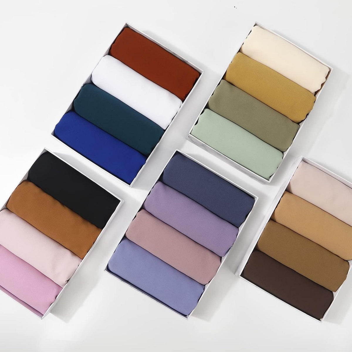 Chiffon Hijab Schal Damen Premium Weich 4er Set Geschenkbox