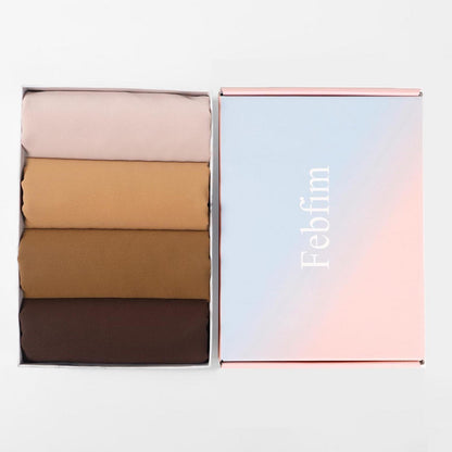 Chiffon Hijab Schal Damen Premium Weich 4er Set Geschenkbox