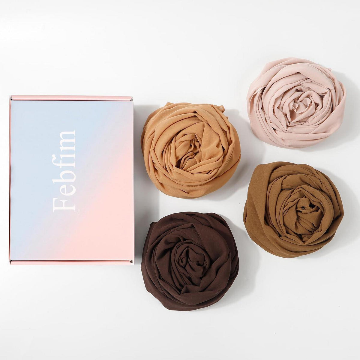 Chiffon Hijab Schal Damen Premium Weich 4er Set Geschenkbox