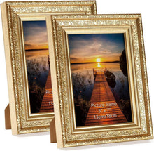 Goldener Vintage Bilderrahmen 13x18 cm 2er Set mit Echtglas