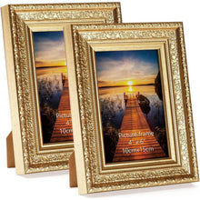 Goldener Vintage Bilderrahmen 10x15 cm 2er Set mit Echtglas