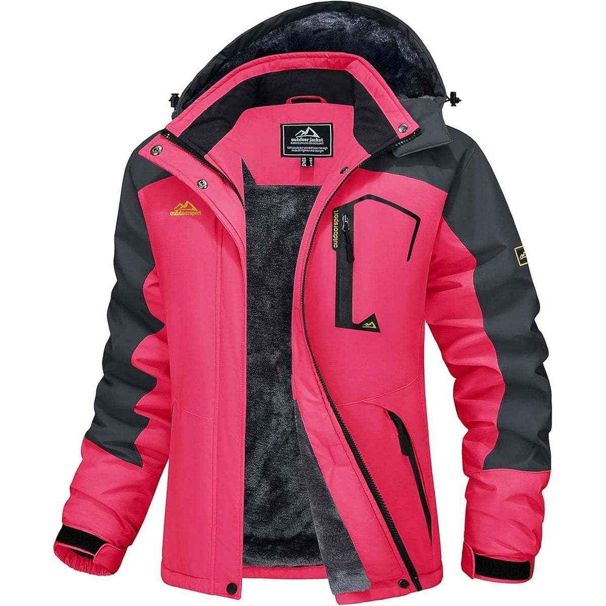 Damen Winterjacke mit Fleece, wasserdicht, Rosa, Gr. XL