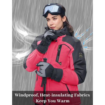 Damen Winterjacke mit Fleece, wasserdicht, Rosa, Gr. XL