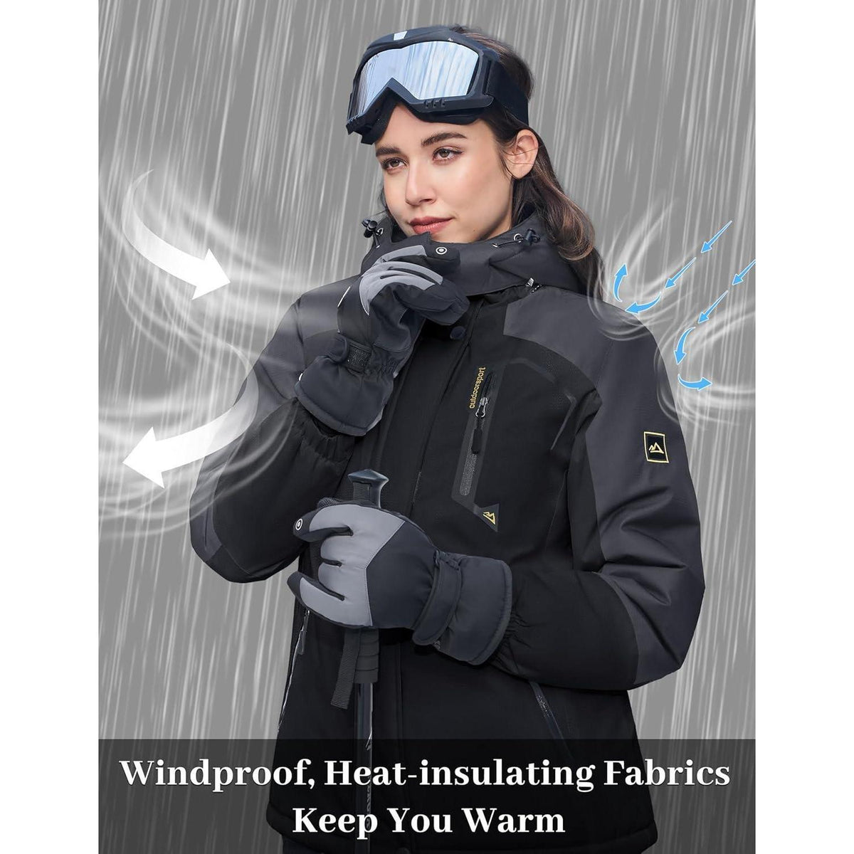 Damen Winterjacke mit Fleece, wasserdicht, atmungsaktiv