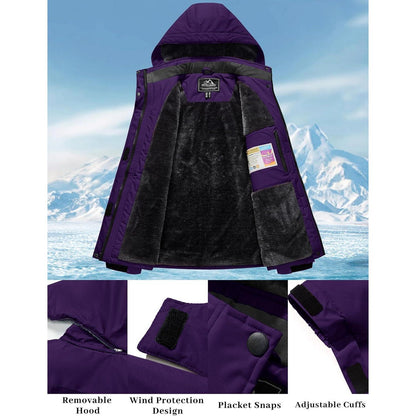 Damen Winterjacke Wasserdicht Winddicht mit Fleece Dunkelviolett