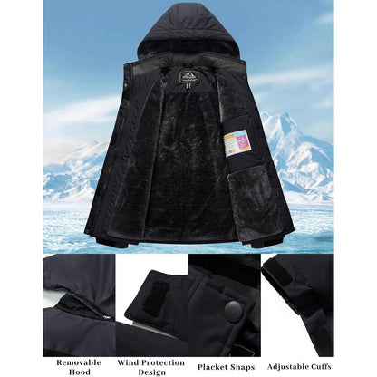 Damen Winterjacke mit Fleece, wasserdicht, abnehmbarer Hut
