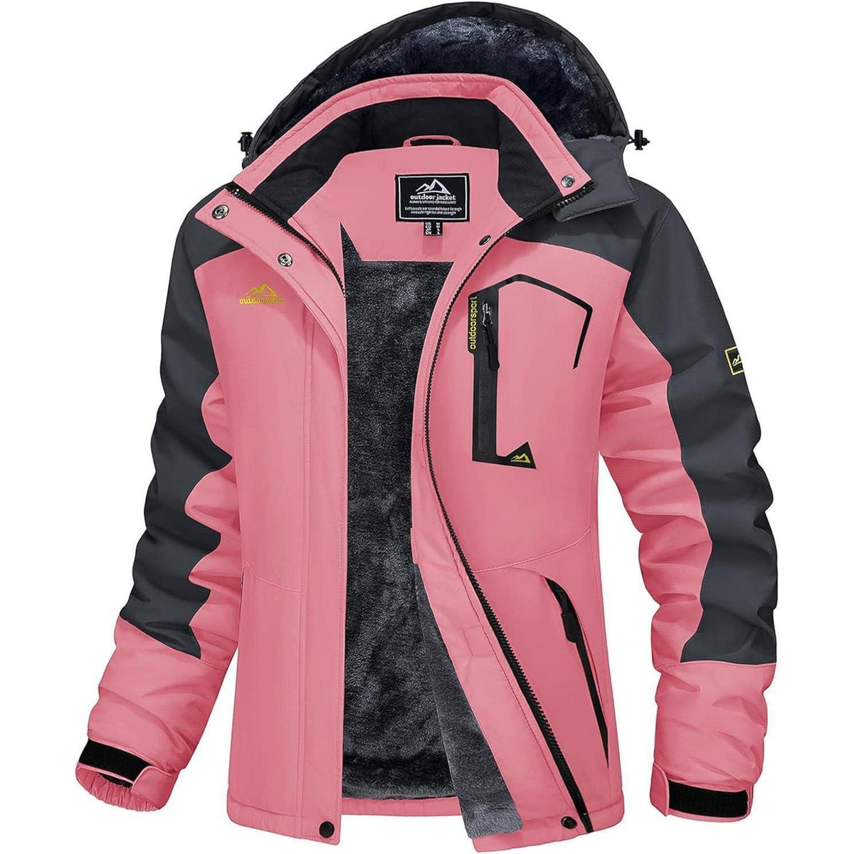 Damen Winterjacke mit Fleece, wasserdicht, Rosig, XL
