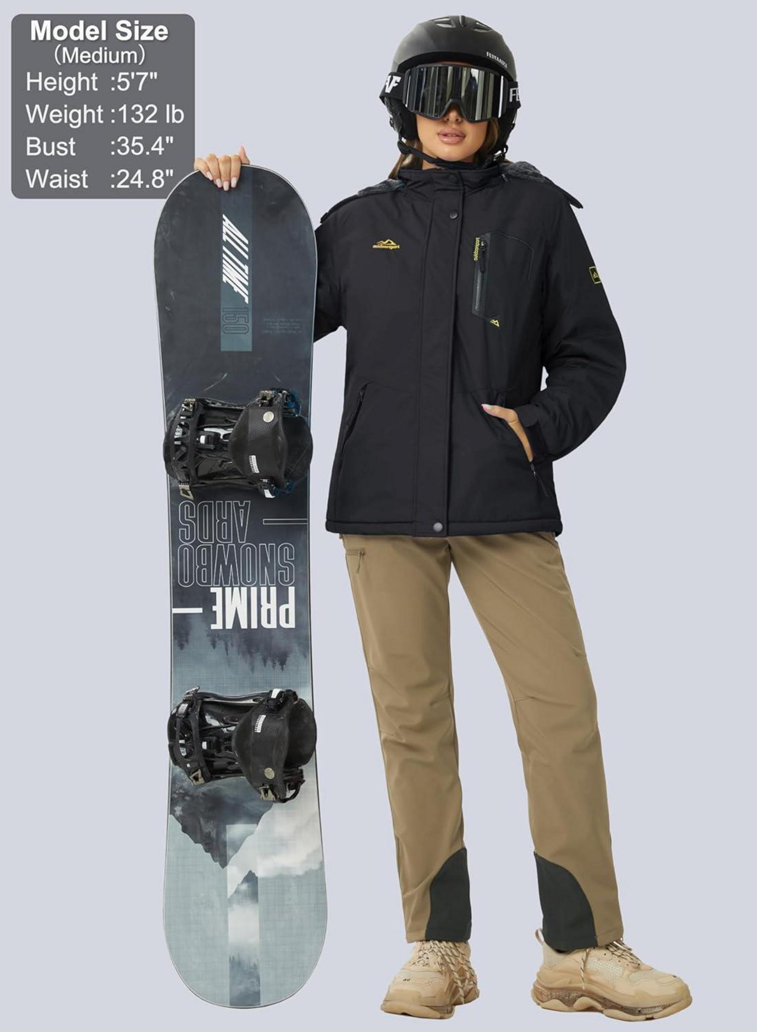 MAGCOMSEN Damen Winterjacke Softshell Outdoor Ski Schwarz