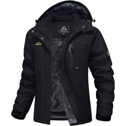 Damen Skijacke Winterjacke Fleece Parka Wasserdicht Schwarz XXL