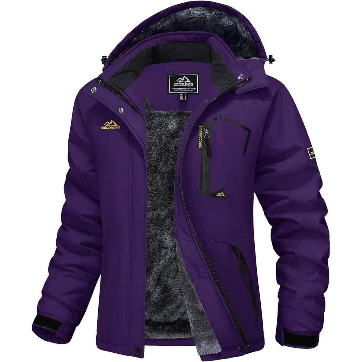 Damen Skijacke Winterjacke Fleece Parka Dunkelviolett XXL