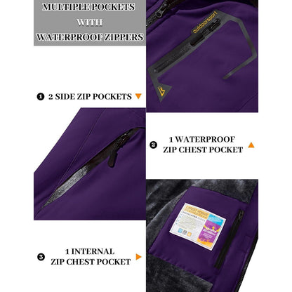 Damen Skijacke Winterjacke Fleece Parka Dunkelviolett XXL