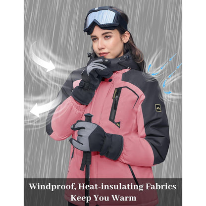 Damen Winterjacke mit Fleece, wasserdicht, Rosig S