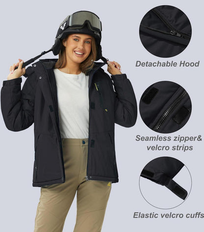 Damen Winterjacke Softshell Outdoor Ski Jacke Fleece gefüttert Schwarz