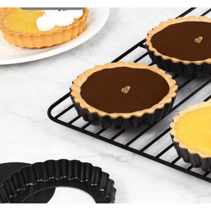 6 Törtchenformen mit Hebeboden – Mini Kuchenblech für Pizza & Quiche