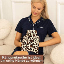 Wärmflasche 2L mit Flausch Bezug & Kängurutasche - Kuschelweich