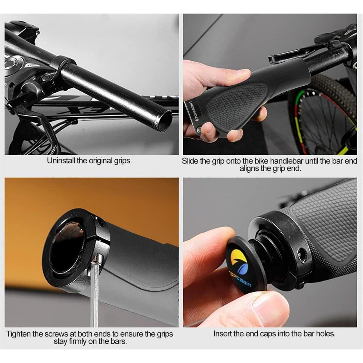 Ergonomische Fahrradgriffe – Schraubgriffe Schwarz/Grau