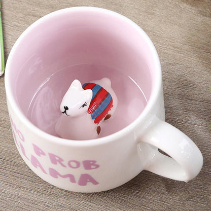 Alpaka Tasse 3D Tier Keramik Geschenk Teetasse Löffel Untersetzer 350 ml