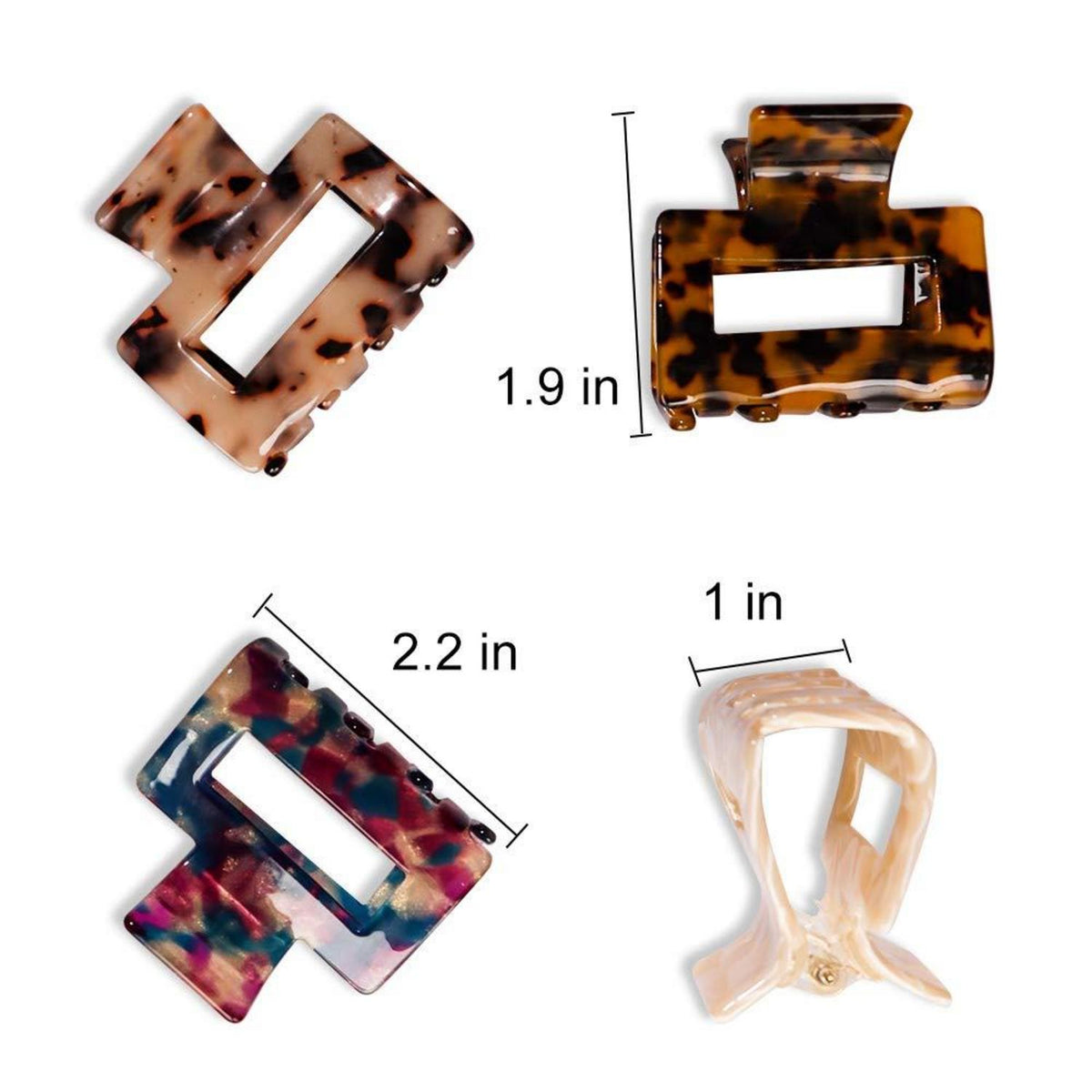 4PCS Acryl Haarklammern Schmetterlings-Kiefer Schildpattgriff Leopardendruck