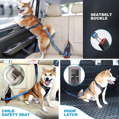 Hunde-Sicherheitsgurt für Auto, verstellbar, Navyblau