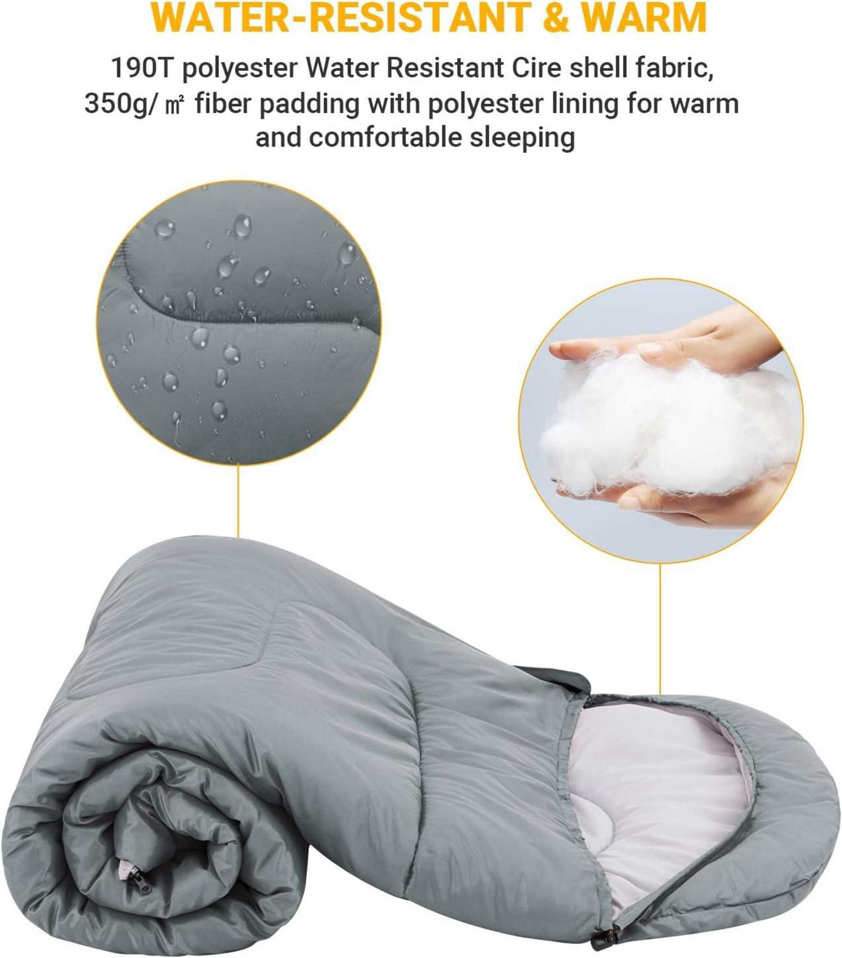KingCamp Schlafsack Winter Outdoor Deckenschlafsack für Camping Trekking 1.9 KG GRAU